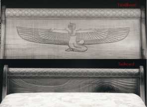 The "Obi One Kinobi" beds. Head and tailboard carvings.